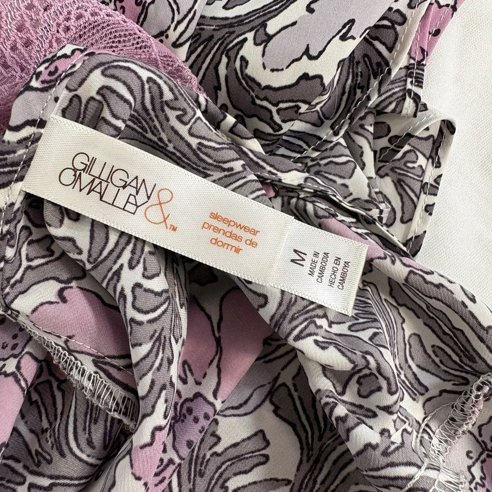 Gilligan O'Malley Satin‎ Slip Dress Medium Purple Floral Lace Coquette Y2K Fairy